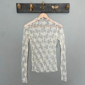 NWT Free People white Lady Lux Layering Lace Top M